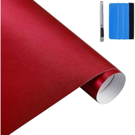 Vinylfolie gebürsteter Edelstahl Look Rot 50x150cm Air-Release (1/5)
