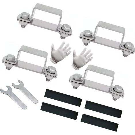 Lot de 4 supports de connecteur en forme de U en métal carré en acier pour tuyaux à angle droit Accessoires de matériel domestique Collier de serrage sécurisé (1/5)