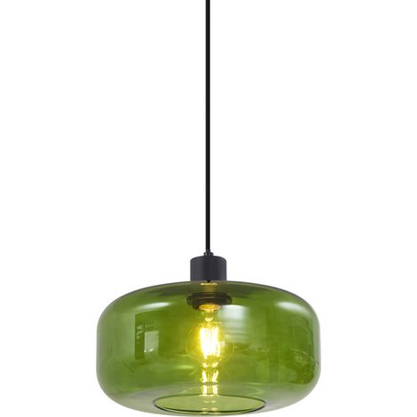 QAZQA Lampada a sospensione bizle - Retrò - Metallo,Vetro - Verde/Nero - Tondo Max. 1 x Watt (1/5)
