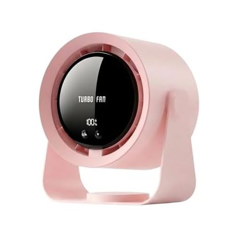 Tischventilator: USB-aufladbarer leiser Tischventilator mit 5400mAh Akku & LED-Display, stufenlose Geschwindigkeitsregelung, 90° schwenkbar & aufhängbar für Büro, Schlafzimmer, Wohnheim (1/5)