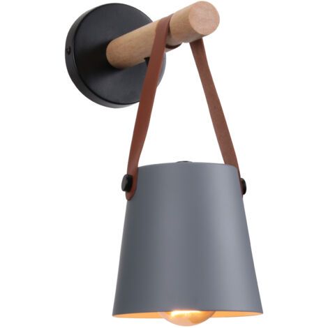 royaluxe- Applique Murale Moderne Lampe Murale Nordique En Bois (Gris), Applique Murale D'Intérieur, Pour Chambres, Salles À Manger, Escaliers (1/5)