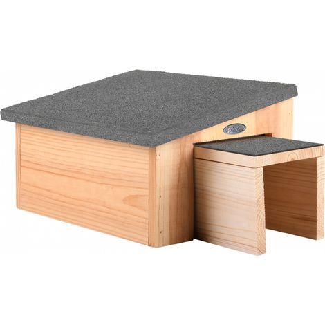 Esschert Design – Maison pour hérisson en bois de pin naturel – Toit en bitume – Dimensions 60,8 x 29,5 x 19,9 cm – Refuge pour jardin
