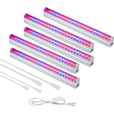 Lampe de croissance LED T5 6W – Lumière bleue rouge 660nm 450nm – Flux lumineux 3000 lm – Pour plantes d'intérieur et semis