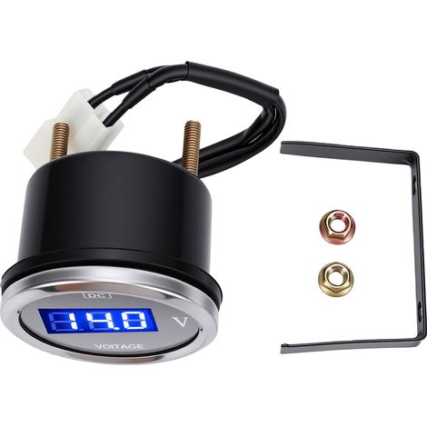 Voltmètre DC 12V couvercle bleu affichage numérique LED 52mm filetage M5 tableau bord (1/5)