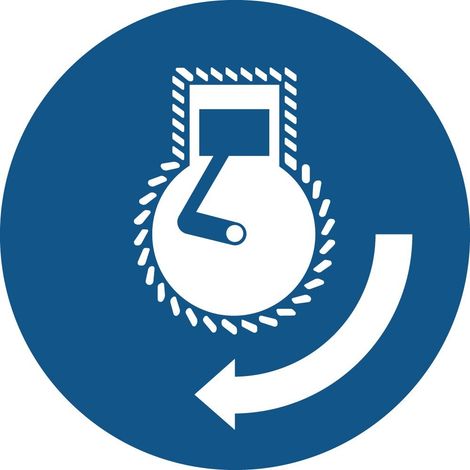 Cartelli di obbligo ISO 7010 "Obbligo di avviare il motore durante la procedura di lancio in mare" - M038 - Misura: 50mm x 50mm - Numero Pezzi: 50 pezzi