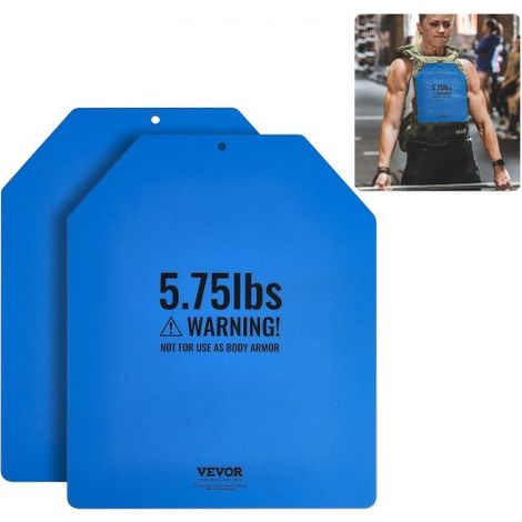 Placas de Peso para Chalecos, 2 Placas de 2,6 kg, Acero Primera Calidad, Ajuste Ergonómico Contorneado, Peso Adicional, para Entrenamiento de Fuerza, Carrera, Fitness, 302 x 248 x 5 mm, Azul (1/5)