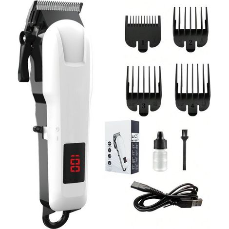 Professioneller Herrenhaarschneider – Kabelloser, wiederaufladbarer Haarschneider mit LCD-Display, Haartrimmer und Zubehör – 4 Aufsteckkämme für präzises Haareschneiden