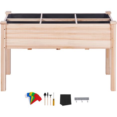 Mophorn Letto da giardino rialzato, 47,2"x22,8"x30" Fioriera in legno, fioriera rialzata per esterni con gambe per fiori, verdure, erbe aromatiche in cortile, giardino, patio, balcone, Burlywood (1/5)