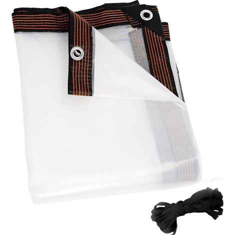 Bâche imperméable transparente avec œillets - 2 x 2,5 m - En tissu imperméable - Protection contre la pluie et le vent - Pour extérieur, camping, balcon, jardin, tonnelle, serre (1/5)