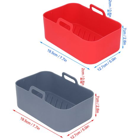 Ortviai Cuve en silicone réutilisable pour friteuse air Ninja DZ201 Foodi 8QT – 2 pièces, rouge et gris (1/4)