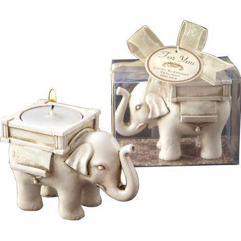 Lot de 2 photophores en Cire parfumée Motif éléphant Blanc Ivoire (1/5)