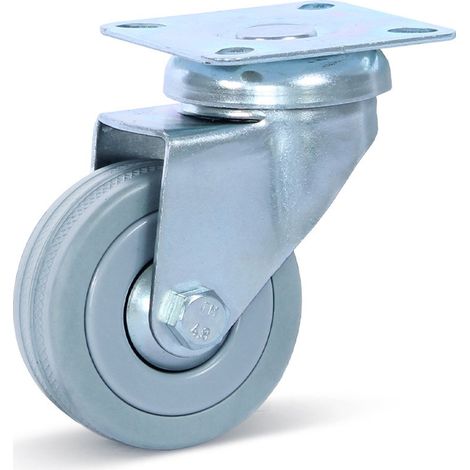 Roulette pivotante - MESO - Caoutchouc gris - Platine - 50mm - 50kg (1/2)