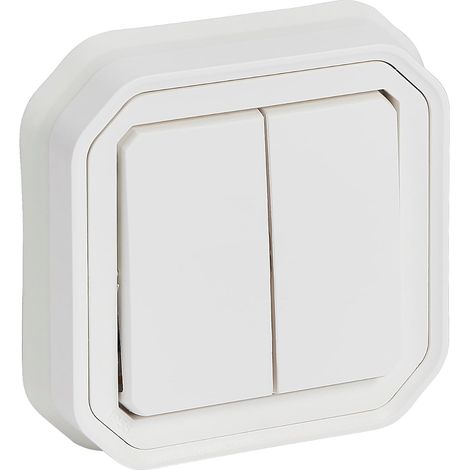 Couvercle Interrupteur Double - 1 Unité - Plastique Robuste - Étanche IP55 Anti-choc IK07 - Salle de Bain Garage Atelier - Compatible Système Plexo (1/5)
