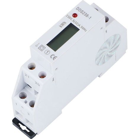 Compteur d'électricité monophasé DDS238-1, certification MID, modulaire maximum 32A, tarif unique, affichage LCD.-AquaForge (1/4)