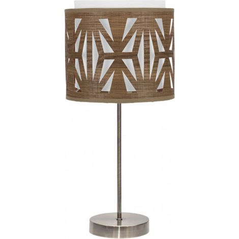 Lampada da Tavolo Katerina 1xe14 Pelle/Legno Scuro 42x17x17 Cm