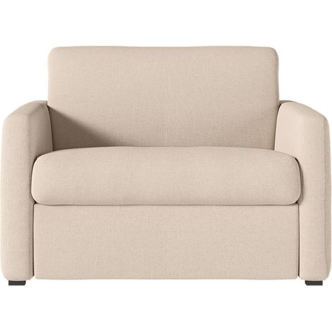 Fauteuil AGATHE convertible express couchage quotidien 70x190cm en tissu beige - Matelas 13cm