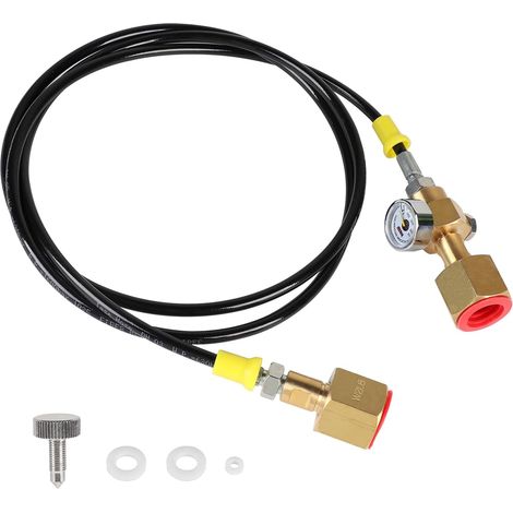 Manguera de transferencia de gas de protección, 2 × W21.8-14 (DIN477), adaptador de CO2, manguera de alta presión con manómetro de 3000 PSI, estación de recarga de CO2, manguera para soldadura de gas, (1/5)