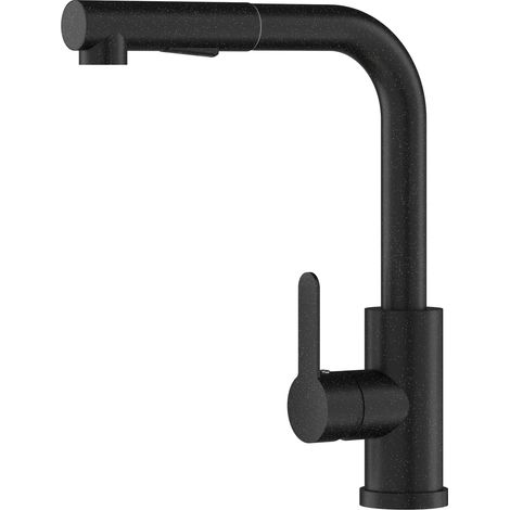 Mitigeur Évier avec Douchette Extractible 2 Jets Granitan Ebro Noir Moucheté 1 Pièce (1/5)