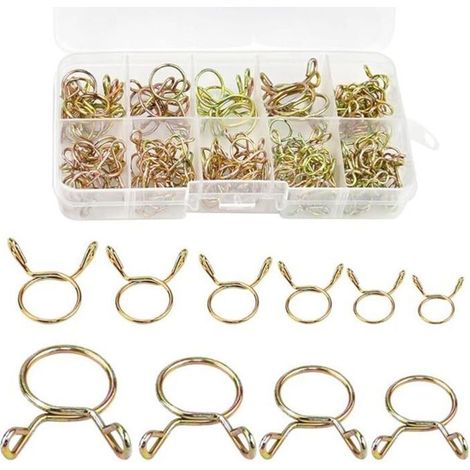 126 clips à ressort tuyau serre-joints 5-14mm, colliers serrage durite essence eau silicone tubes (1/4)
