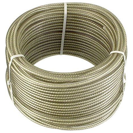 Connex DY2701391 Câble d\'acier avec âme en fibres textiles et gaine en plastique Galvanisé 30 m x 4 mm