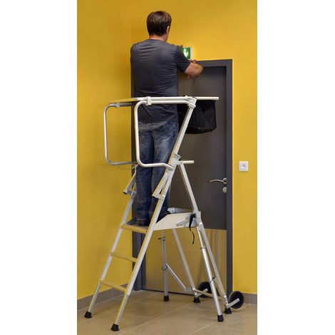 Plate-forme Dahu 4/5, spéciale escaliers, hauteur de travail maxi 2,85 m, 3 marches - DUARIB (1/2)