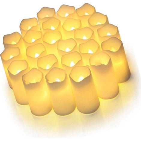 24 Pièces Bougies LED électriques sans Flamme Vacillante électrique Fausse Bougie en Plastique Composants électroniques Ensemble de Lumière de thé-Crezuo
