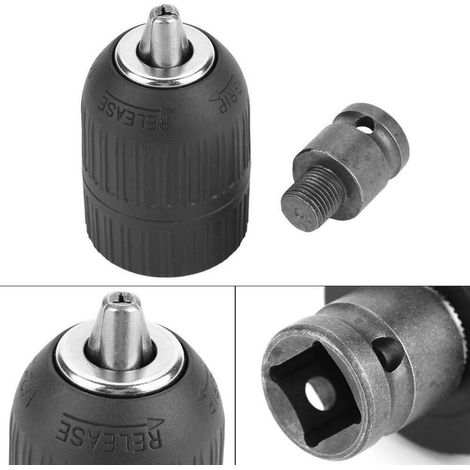 Mandrin Visseuse Sans Clé 2-13mm, Clé à Choc Mandrin Perceuse 1/2 "-20UNF, avec Adaptateur 1/2", Outil d'adaptation de Foret pour Conversion à Clé à Chocs (1/5)
