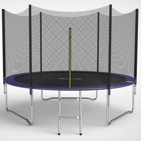 GALACTICA Trampoline Set 10FT Round Outdoor With Safety Net Enclosure Ladder Blue (1/8)