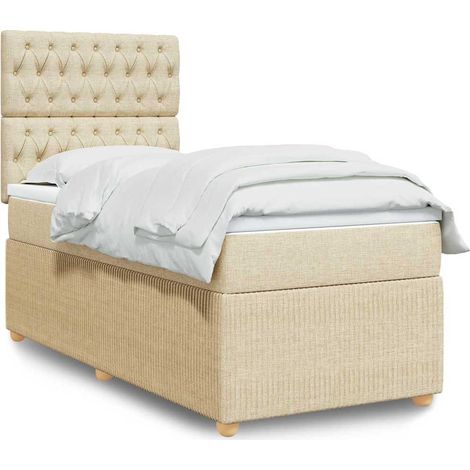 Boxspringbett mit Matratze Creme 90x200 cm Stoff