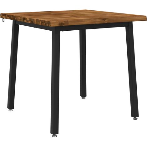 70 x 70 x 75 cm Bois d'Acacia Massif Naturel et noir Carré vidaXL