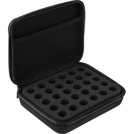 Étui rigide de transport pour huiles essentielles, adapté aux flacons de 5ml, coque dure protectrice noire (1/5)