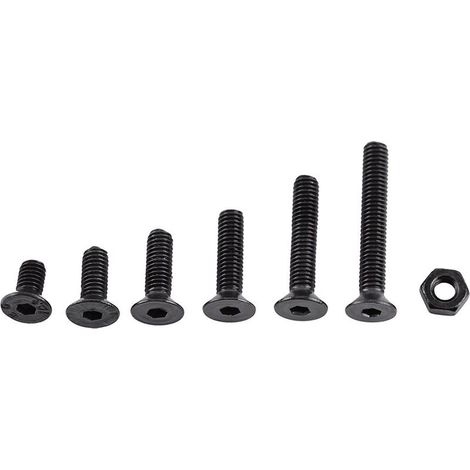 M3 Kit de 250pcs Assortiment Vis Boulon Douille Hexagonale Tête Fraisée Plate/Bombée/Cylindrique Six Pans Creux en Acier d'Alliage avec Ecrous, M3 x 6/8/10/12/16/20mm (C: Tête Plate) (1/5)