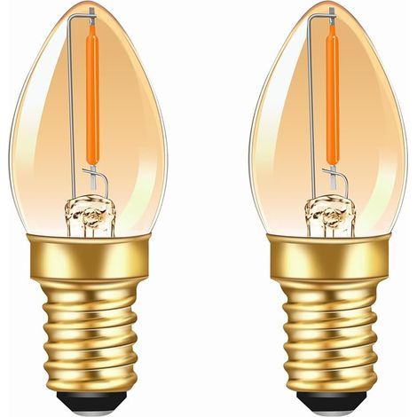 Ampoule LED Filament E14 C7 0.5W Ampoule Bougie, 5W Équivalent, 50LM 2200K Blanc Chaud Ambre Vintage Edison E14 Veilleuse Décorative, Non Dimmable, Lot de 2 (1/5)