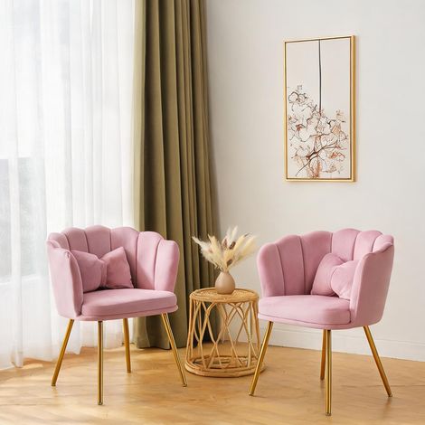 Fauteuil coloris rose en velours 633 x 58 x 77 cm (1/5)