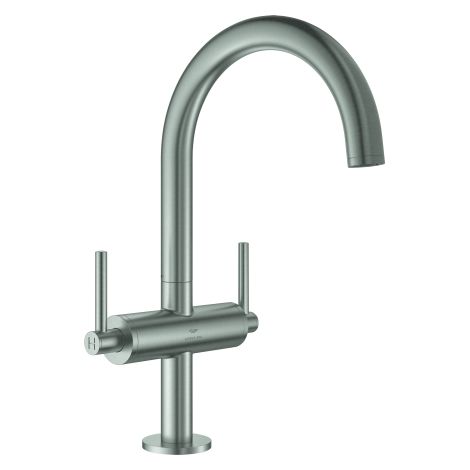 Grohe Waschtisch-Zweigriff-Armatur Atrio 1/2", L, mit Hebelgriffen, supersteel (1/3)