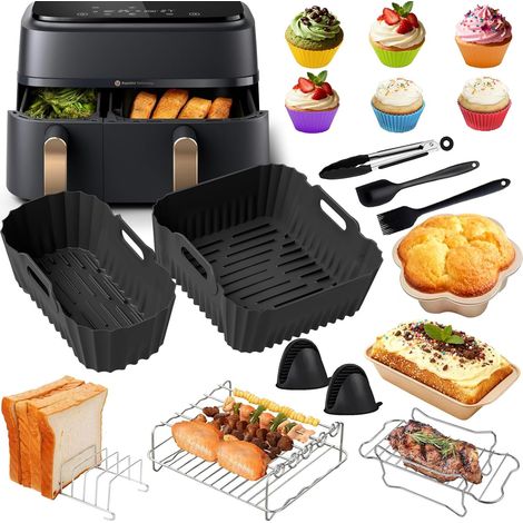 18 Accessoires Friteuse Air, Moule Silicone, Grille Acier, Pour Philips Série 3000 5000