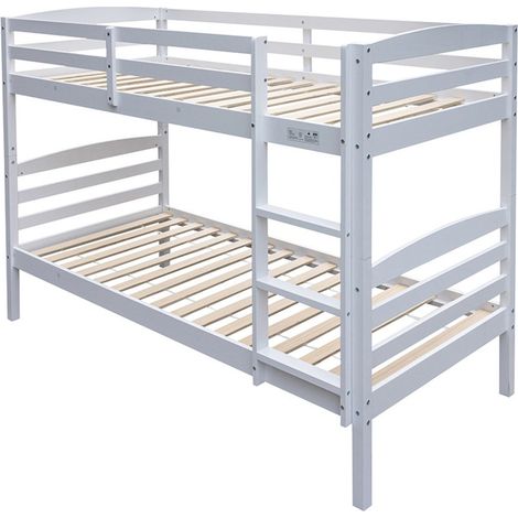 Letto a castello trasformabile 90x200 cm BOY - Legno massiccio - Bianco - Rete inclusa (1/5)