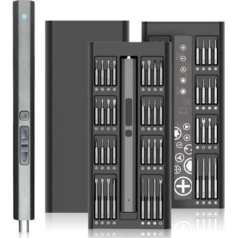 Juego de destornilladores eléctricos mini 66 en 1, recargable, con 2 ajustes de torque y carcasa magnética retráctil, portátiles (1/5)