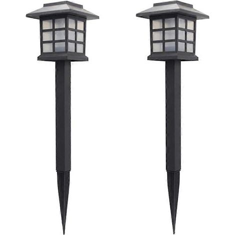 Lot de 2 lampes solaires de jardin étanches à LED pour éclairage extérieur de chemin, pelouse et terrasse.