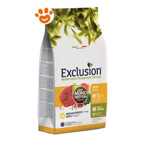 Exclusion Mediterraneo Noble Grain Cane Adulto Medium Manzo 3kg