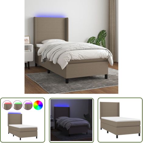 The Living Store Boxspringbett mit Matratze & LED Taupe 80x200 cm Stoff - Boxspringbett - Doppelbett - Bettenrahmen - Lattenrost - Schlafsystem (1/5)