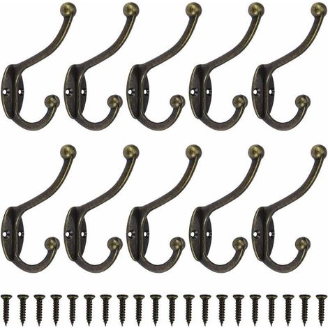 Ganci appendiabiti retrò vintage da parete, ganci per porta in metallo per bagno, cucina, camera da letto, ingresso, 10 pezzi, bronzo (1/4)