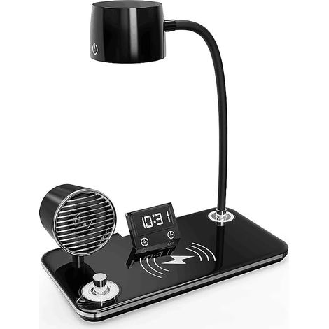 Lampe de Bureau LED avec Chargeur Sans Fil 15W, Bluetooth, Horloge (1/5)