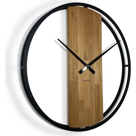 Runde Eichenholzuhr LOFT OVAL Metall 80 cm (1/5)