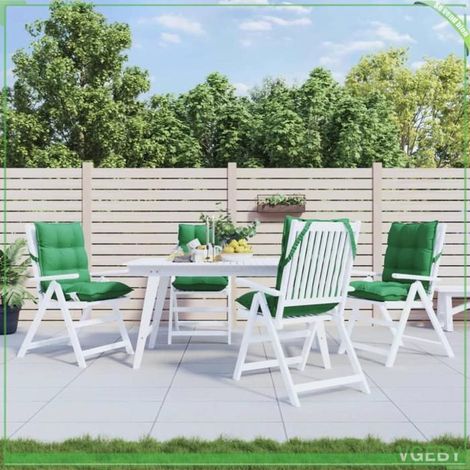 377687 Coussins de chaise à dossier bas lot de 4 vert tissu oxford (1/5)