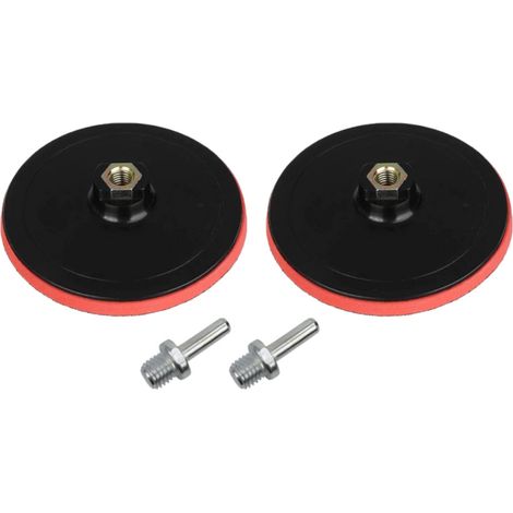 Trade-Shop Klett-Schleifteller / Haftteller / Stützteller / Polierteller mit M14 Spanndorn für Elektrowerkzeuge mit M14 Gewinde Aufnahme / Ø 100mm, 12500 u/min - 2 Stück (1/3)