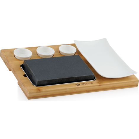 Mahlzeit Lavastein Set (7-teilig)  Set mit heißem Stein, Teller und Dipschalen