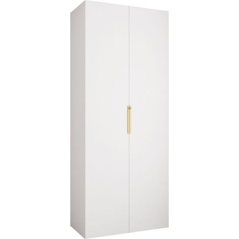 Armario Hartford 572, Blanco, 246x100x52cm, Puertas de armario: Con bisagras, Número de estantes: 8 (1/5)