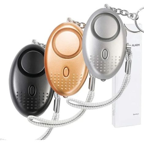 ZOLGINAH Persönlicher Notfallalarm mit LED-Taschenlampe, 3 Stück 140 dB Tragbarer Anti-Angriffs-Sicherheitsalarm für Frauen/Kinder/Senioren/Studenten/Jogger (Gold, Silber und Schwarz) (1/5)
