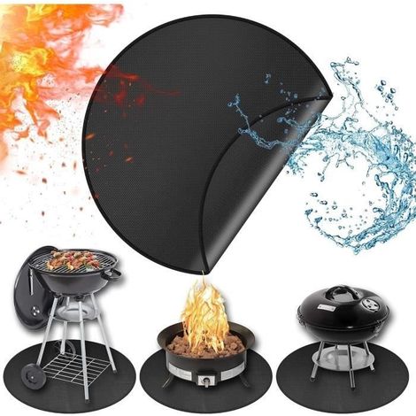 36 Zoll (ca. 91 cm) große, feuerfeste Bodenschutzmatte – hitzebeständig – wasserdicht – schwarz (1/4)